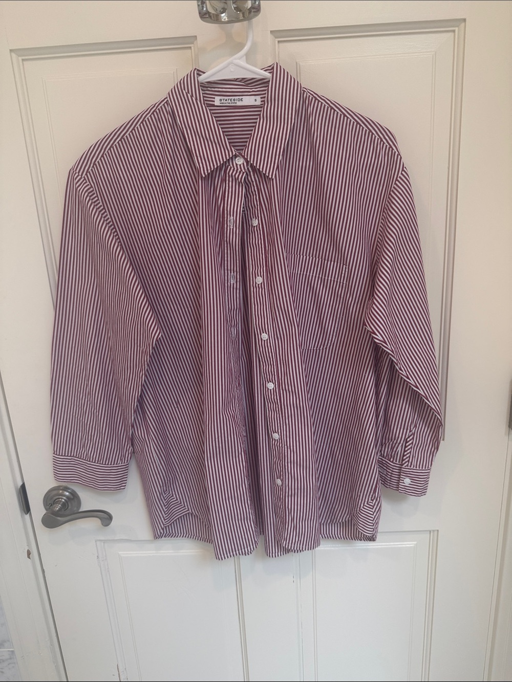 Stateside Burgundy and White Striped Dress Shirt